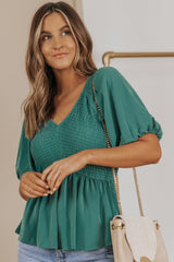 Puff Sleeve Smocked Top