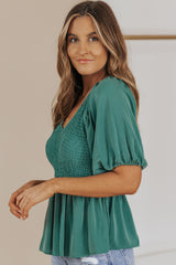 Puff Sleeve Smocked Top