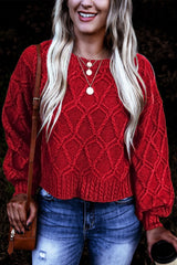 Red Festive Textured Chunky Sweater