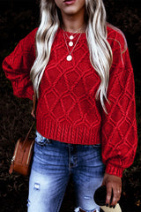 Red Festive Textured Chunky Sweater