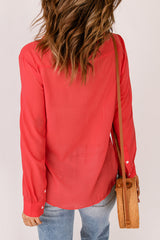 Red Flap Pocket Button Up Shirt