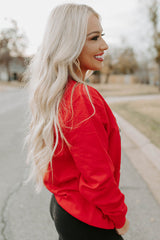 Red Multi Christmas Tree Pattern Casual Sweatshirt