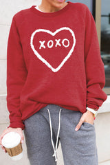 Red Xoxo Heart Pattern Print Valentines Sweatshirt