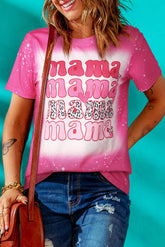 Rose Full Of Mama Letter Print Tie Dye Tee