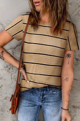 Round Neck Striped Print T-Shirt