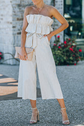 Ruffled Strapless Wide Leg Jumpsuit