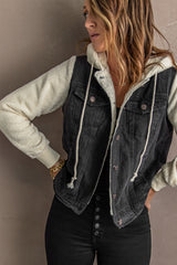 Sherpa Denim Splicing Buttoned Jacket