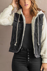 Sherpa Denim Splicing Buttoned Jacket