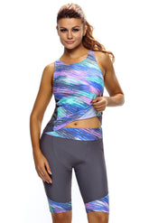 Sleeveless Top And Cropped Pants Two Piece Unitard Swimsuit