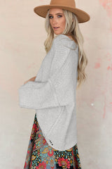 Slouchy Textured Knit Loose Sweater