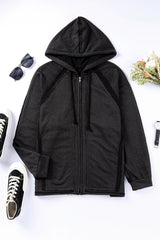 Solid Color Oversized Zip Up Hoodie With Pockets