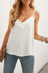 Spaghetti Straps Buttoned V Neck Vest