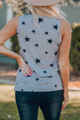 Star Print Knit Tank With Slits