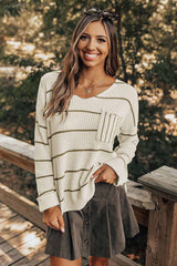 Stripe Chest Pocket Striped Sweater