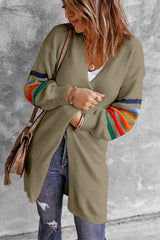 Striped Balloon Sleeve Cardigan