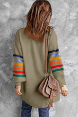 Striped Balloon Sleeve Cardigan