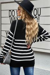 Striped Zipper Knit Sweater