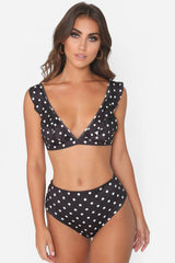 Polka Dot High Waist Ruffle Bikini