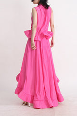 Ruffled Waist Halter Top + Maxi Skirt Set