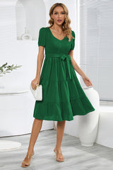 Smocking Tiered Skater Dress