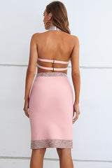 Bliss Halter Glitter Cocktail Dress Set