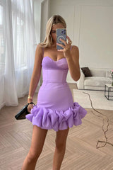 Draped Ruffle Mini Bustier Dress