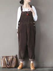 Strap Adjustable Corduroy Thick Overalls Dungarees
