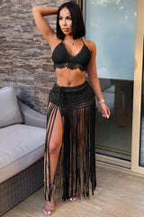 Crochet Bralette + Tassel Maxi Skirt Set