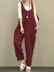 Fat Plus Size Loose Casual Pants Bib Trousers