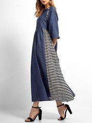 Sabrina Stripes Solid Color A-Line Dress
