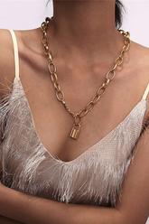 Lock Pendant Link Chain Necklace