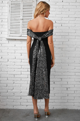 Quirita Sequin Back Draped Ribbon Dress