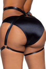 Black Leatherette Garter Belt with Pantie