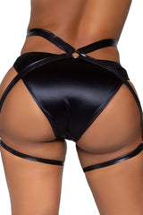 Black Leatherette Garter Belt with Pantie