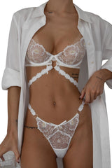 Floral Sheer Lace Strappy Lingerie Set