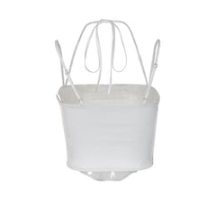 Glossy Curved Hem Spaghetti Strap Corset Halter Crop Top - White