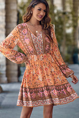 Fashion Floral Print Long Sleeve Casual Dress
