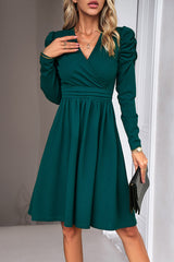 Solid Long Sleeve Ruched Bodycon Dress