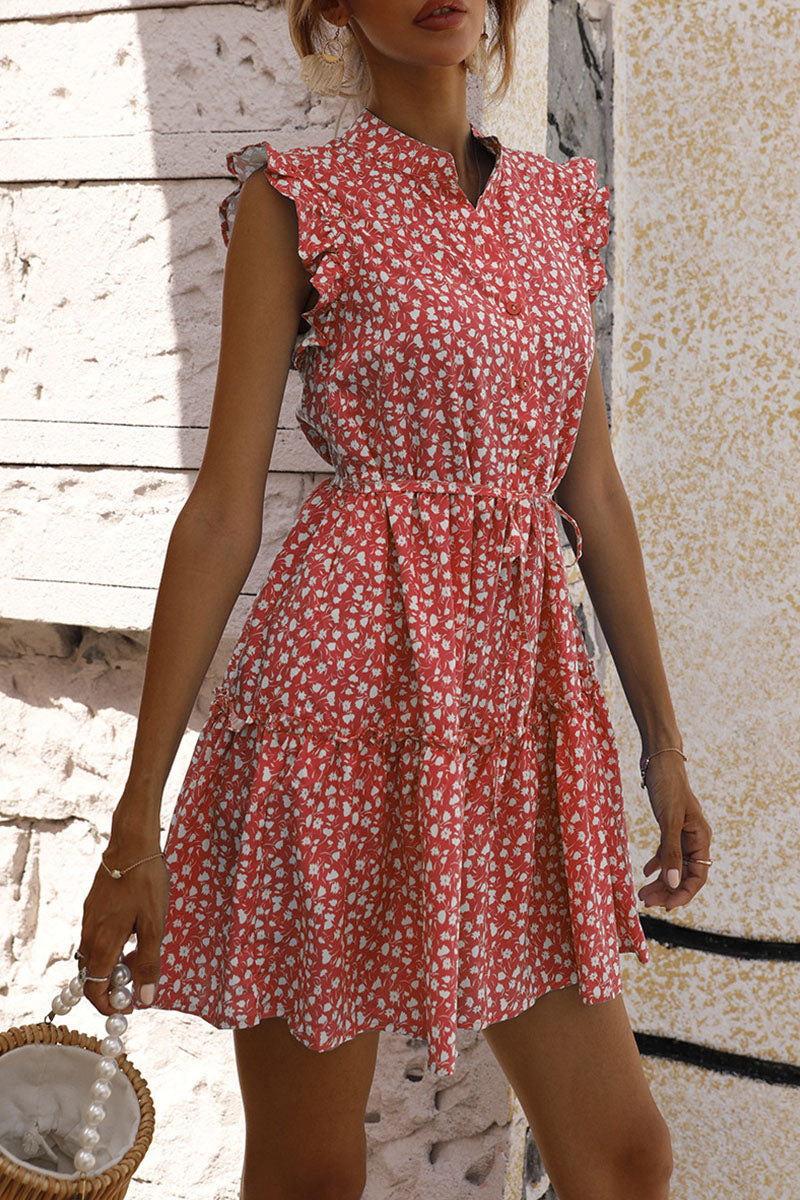 Fashion Street Print Split Joint O Neck A Line Dresses