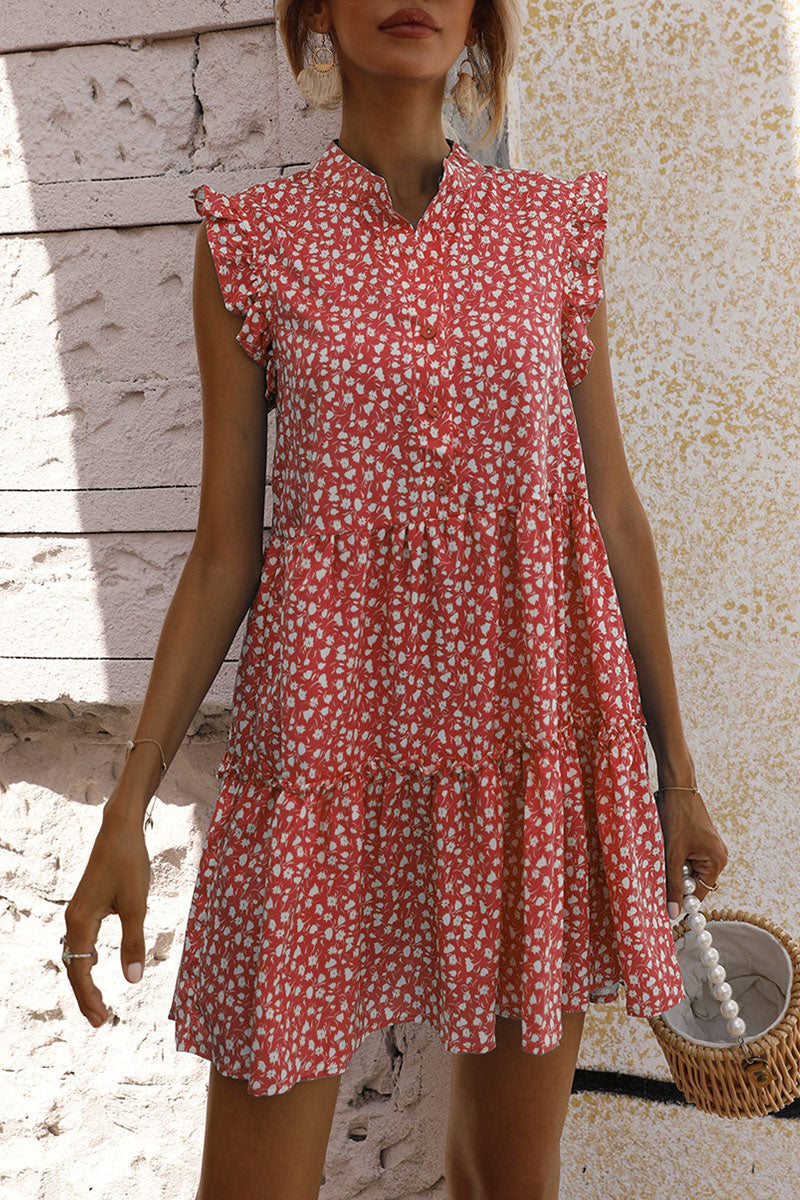 Fashion Street Print Split Joint O Neck A Line Dresses