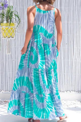 Fashion Casual Print Split Joint O Neck A Line Dresses