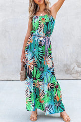 Fashion Bohemian Print Split Joint Spaghetti Strap A Line Dresses