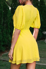Fashion Casual Solid Patchwork V Neck A Line Dresses