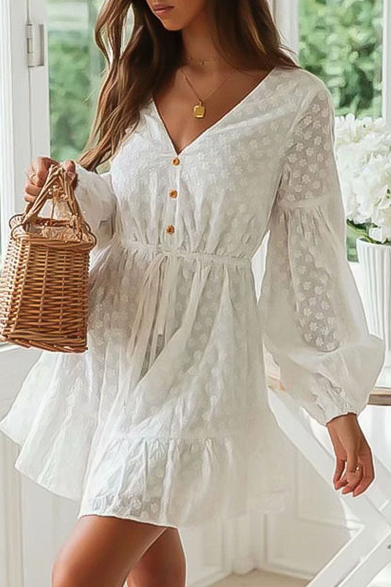 Fashion Street Solid V Neck Princess Dresses
