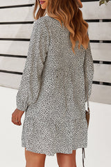 Fashion Street Print Split Joint V Neck A Line Dresses