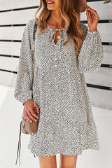 Fashion Street Print Split Joint V Neck A Line Dresses