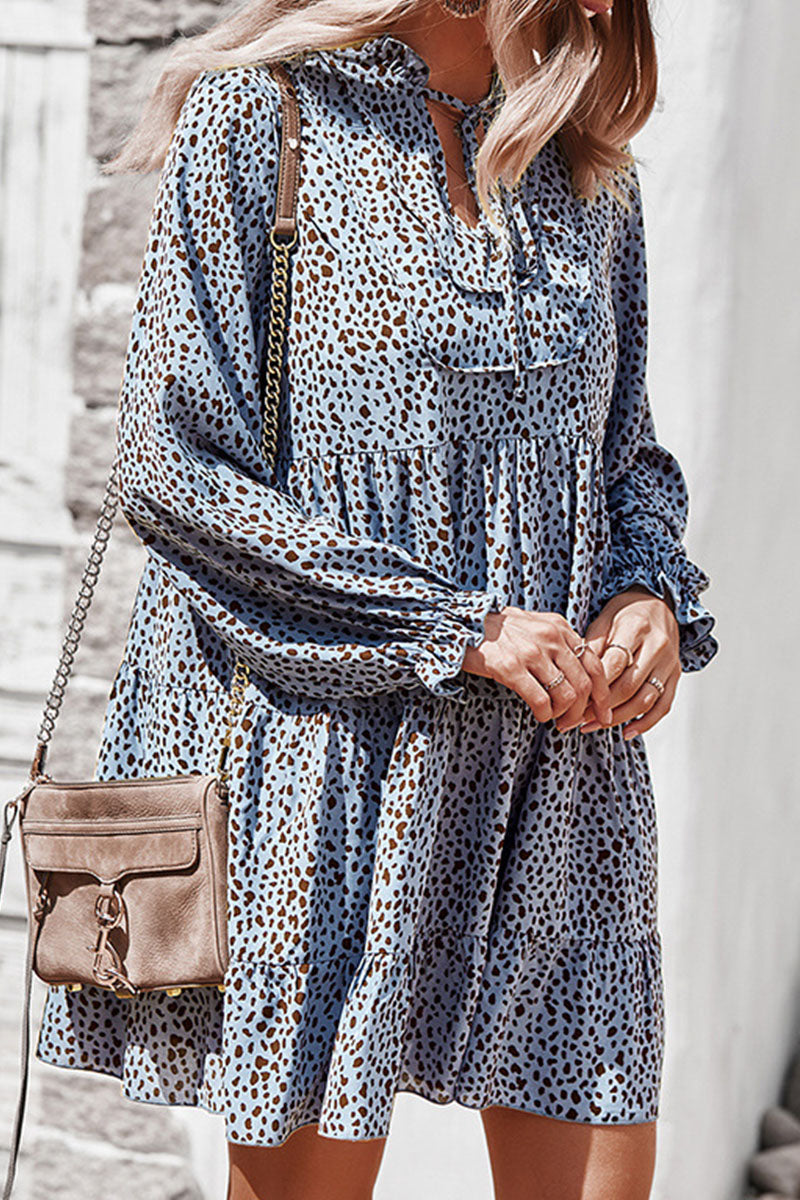 Fashion Street Print Split Joint V Neck A Line Dresses