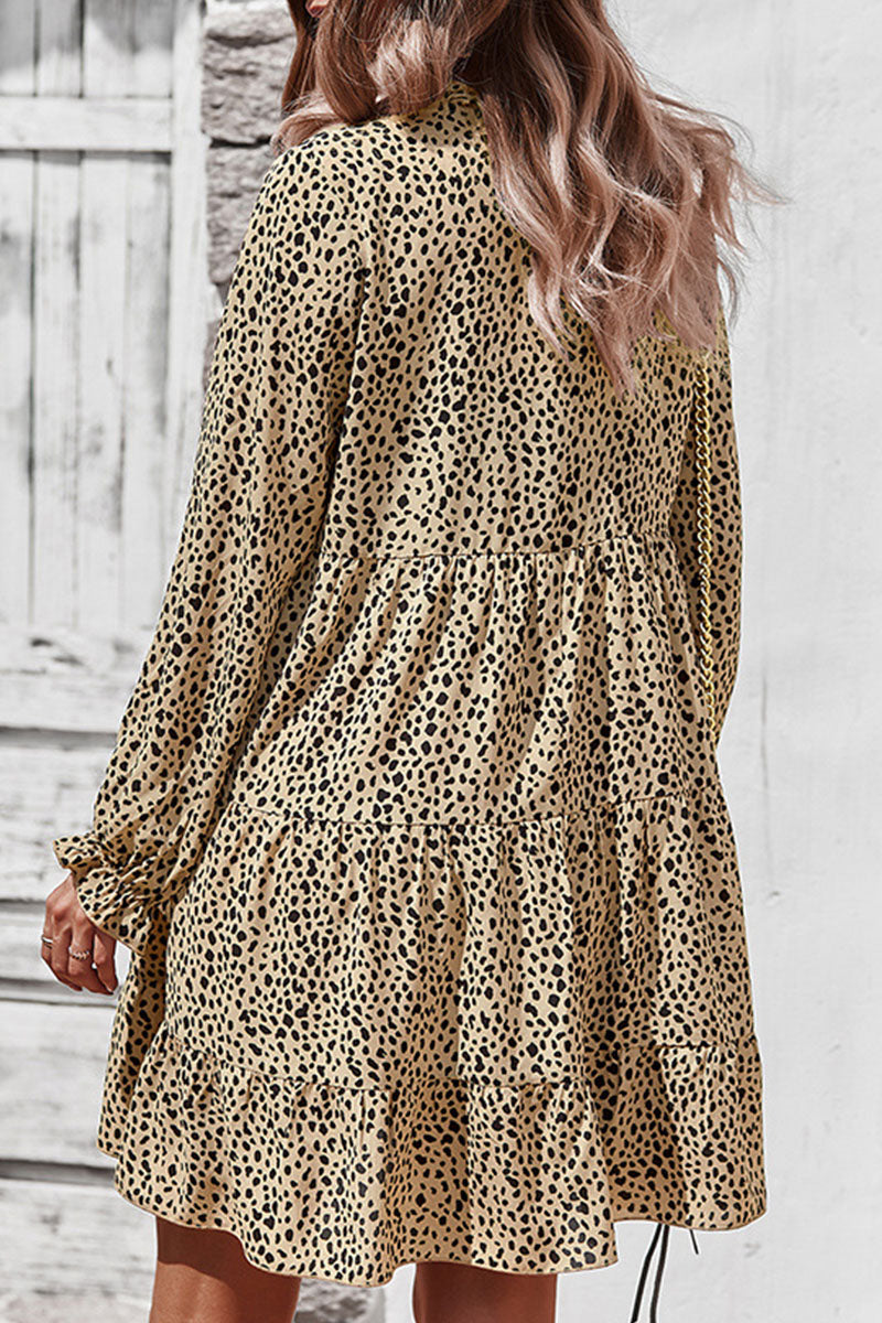 Fashion Street Print Split Joint V Neck A Line Dresses