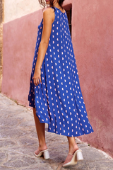 Casual Dot Patchwork O Neck Irregular Dress Dresses