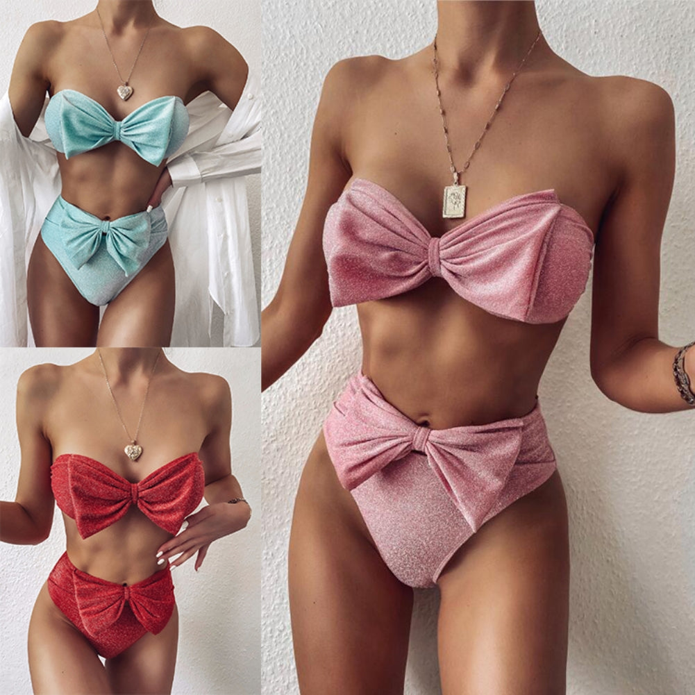 Big Bow High Waist Two Piece Swimwear Areous